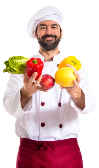 chef presenting vegetables